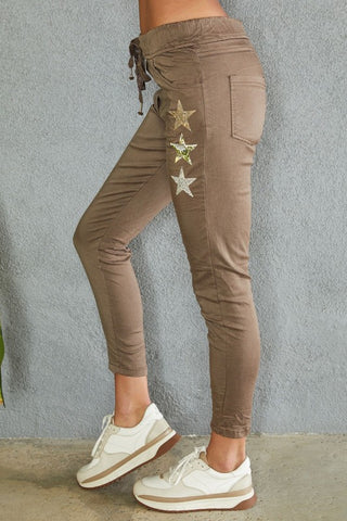 The Sequin Star Italian Crinkle Jogger- Anicoletta's Boutique | Fashion Forward Luxury Women's Clothing