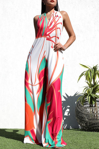 The Tropical Halter Jumpsuit- Anicoletta's Boutique | Fashion Forward Luxury Women's Clothing