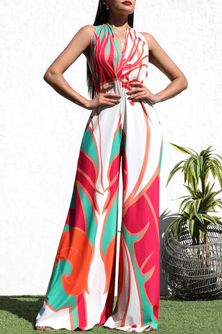 The Tropical Halter Jumpsuit- Anicoletta's Boutique | Fashion Forward Luxury Women's Clothing