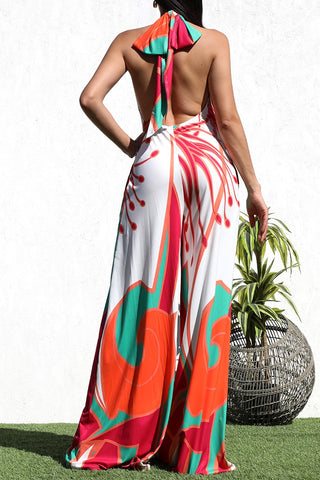 The Tropical Halter Jumpsuit- Anicoletta's Boutique | Fashion Forward Luxury Women's Clothing