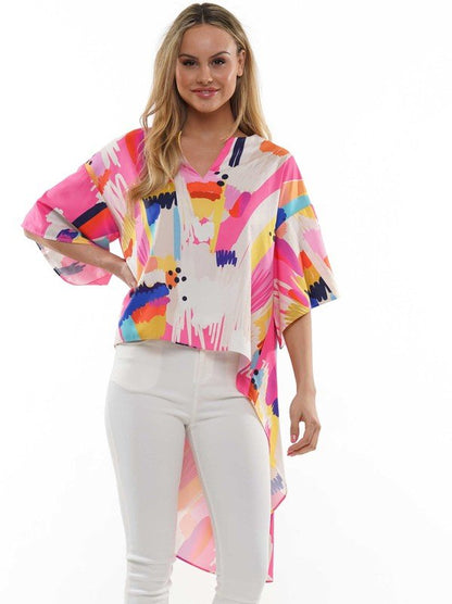 The Colorful High Low Top- Anicoletta's Boutique | Fashion Forward Luxury Women's Clothing