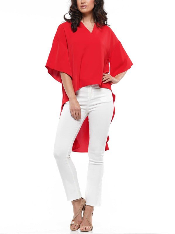 The Scarlet High Low Top- Anicoletta's Boutique | Fashion Forward Luxury Women's Clothing
