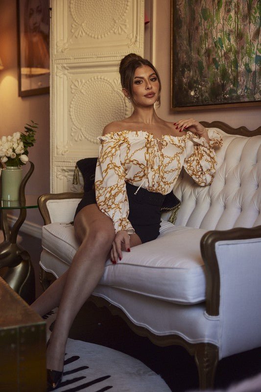 The Chain Print Fashion Romper- Anicoletta's Boutique | Fashion Forward Luxury Women's Clothing