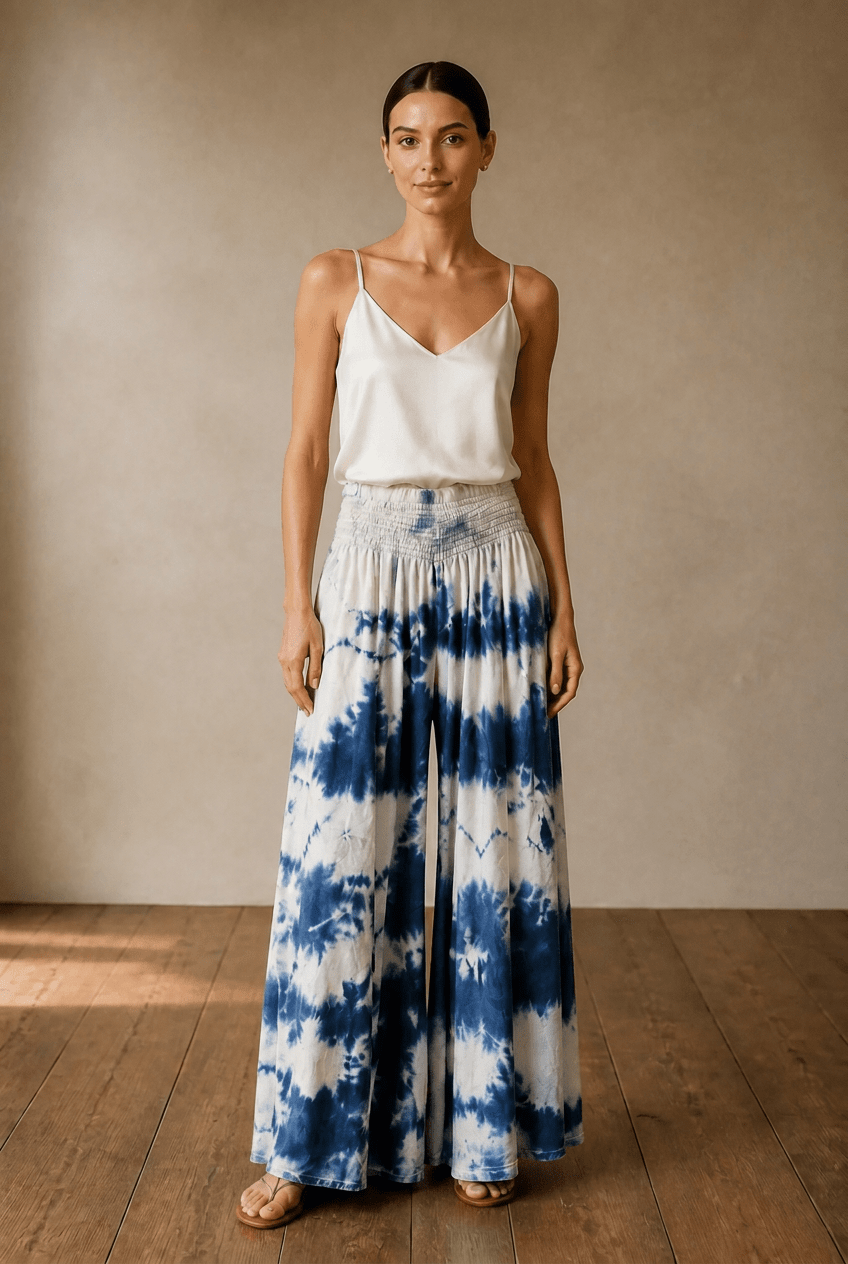 The Italian Tie-Dye Palazzo Pants- Anicoletta's Boutique | Fashion Forward Luxury Women's Clothing