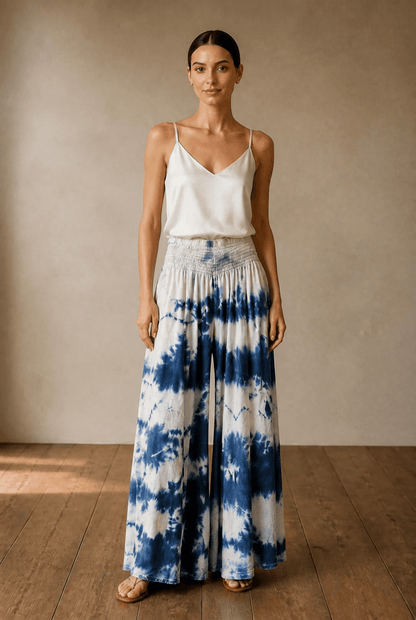 The Italian Tie-Dye Palazzo Pants- Anicoletta's Boutique | Fashion Forward Luxury Women's Clothing