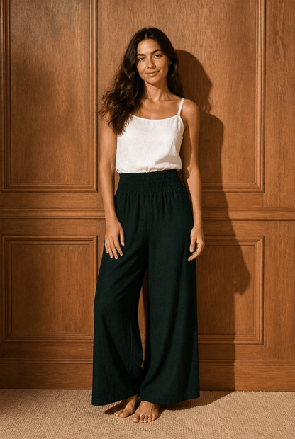 The Wide Leg Linen Palazzo Pants- Anicoletta's Boutique | Fashion Forward Luxury Women's Clothing