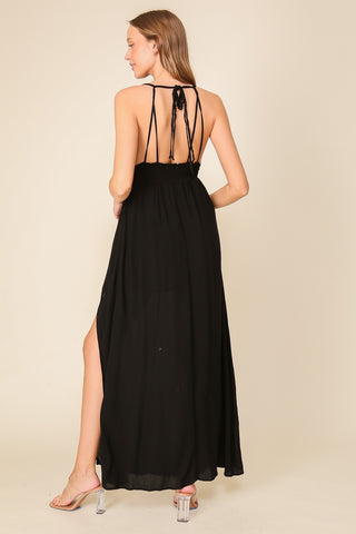 The Gabriela Sleeveless Halter Maxi Dress- Anicoletta's Boutique | Fashion Forward Luxury Women's Clothing