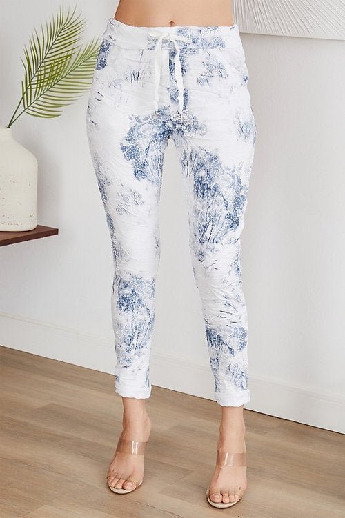 The Web Floral Print Italian Joggers- Anicoletta's Boutique | Fashion Forward Luxury Women's Clothing