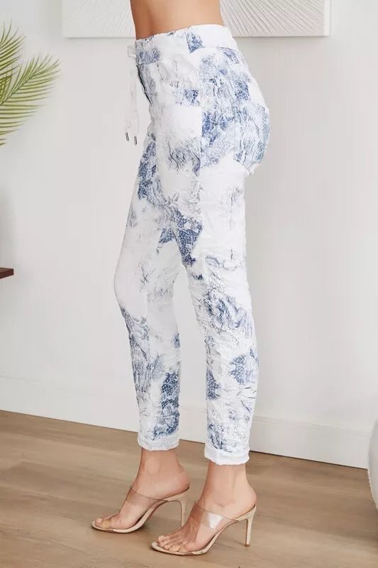 The Web Floral Print Italian Joggers- Anicoletta's Boutique | Fashion Forward Luxury Women's Clothing