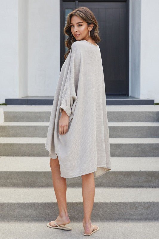 women's italian dress The Dolman Sleeve Italian Dress Large / Beige / 100% Cotton