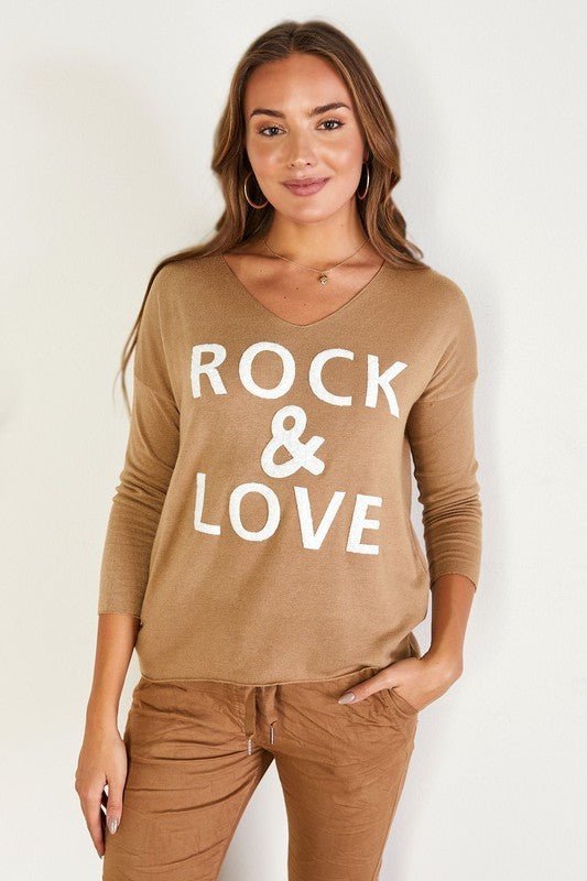 The Fuzzy Rock & Love Sweater- Anicoletta's Boutique | Fashion Forward Luxury Women's Clothing