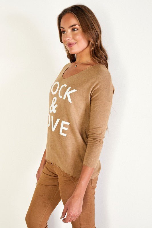 The Fuzzy Rock & Love Sweater- Anicoletta's Boutique | Fashion Forward Luxury Women's Clothing