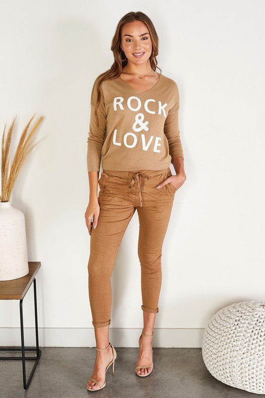 The Fuzzy Rock & Love Sweater- Anicoletta's Boutique | Fashion Forward Luxury Women's Clothing