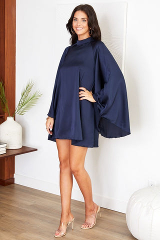 The Duchess Midi Cape Dress- Anicoletta's Boutique | Fashion Forward Luxury Women's Clothing