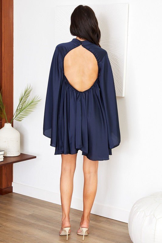 The Duchess Midi Cape Dress- Anicoletta's Boutique | Fashion Forward Luxury Women's Clothing