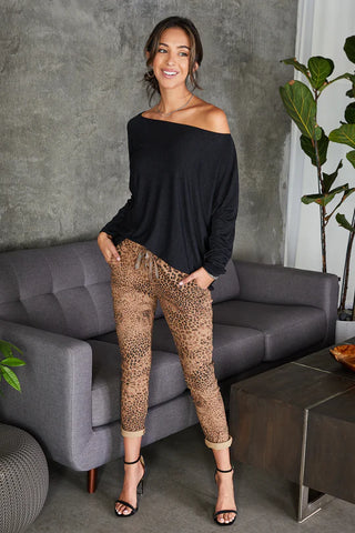 The Cheetah Print Crinkle Italian Jogger- Anicoletta's Boutique | Fashion Forward Luxury Women's Clothing