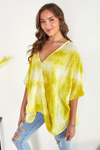 The Tie Dye Drapey Top- Anicoletta's Boutique | Fashion Forward Luxury Women's Clothing