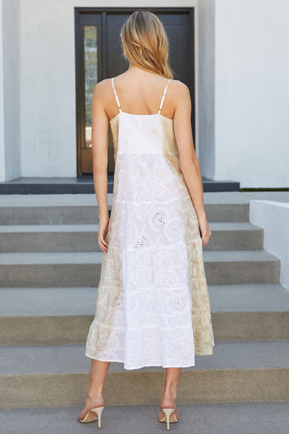 The Eyelet Smocked Floral Beaded Maxi Dress- Anicoletta's Boutique | Fashion Forward Luxury Women's Clothing