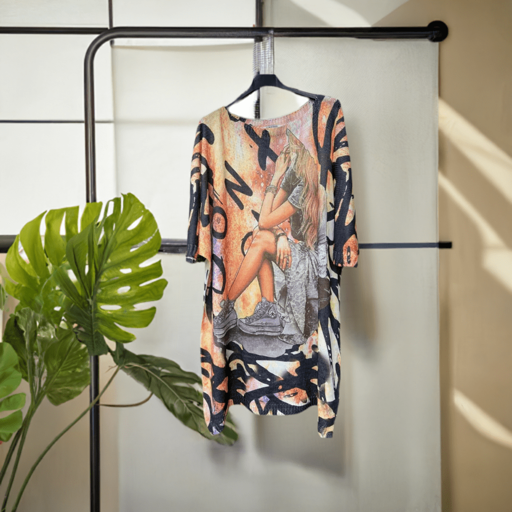 The Cool Girl Print Italian Sweater/Dress- Anicoletta's Boutique | Fashion Forward Luxury Women's Clothing