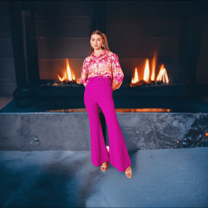 The Countdown the Hours Woven Flared Pants- Anicoletta's Boutique | Fashion Forward Luxury Women's Clothing