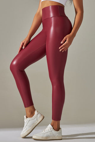 The Wide Waist Faux Leather Leggings- Anicoletta's Boutique | Fashion Forward Luxury Women's Clothing