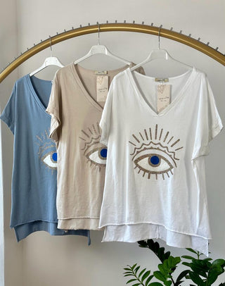 The Eye Print Italian Top- Anicoletta's Boutique | Fashion Forward Luxury Women's Clothing