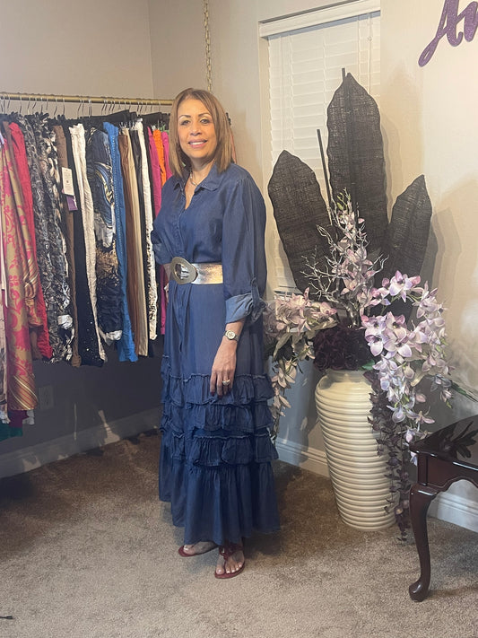 The Italian Tencel Button Down Dress- Anicoletta's Boutique | Fashion Forward Luxury Women's Clothing