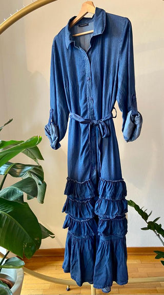 The Italian Tencel Button Down Dress- Anicoletta's Boutique | Fashion Forward Luxury Women's Clothing