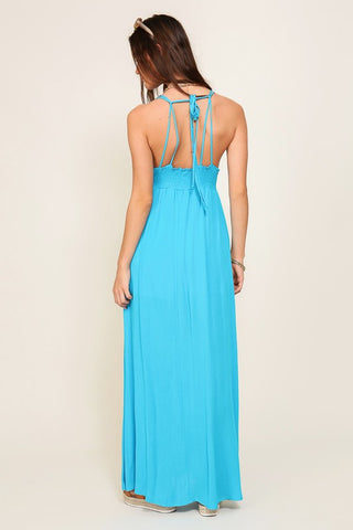 The Gabriela Sleeveless Halter Maxi Dress- Anicoletta's Boutique | Fashion Forward Luxury Women's Clothing