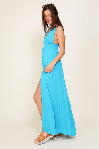 The Gabriela Sleeveless Halter Maxi Dress- Anicoletta's Boutique | Fashion Forward Luxury Women's Clothing