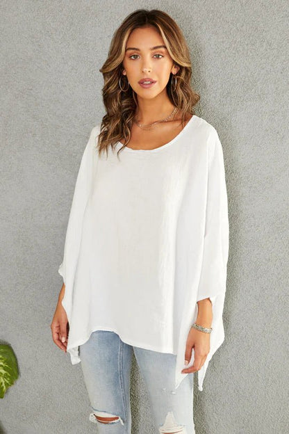 The Linen Draped Oversized Blouse- Anicoletta's Boutique | Fashion Forward Luxury Women's Clothing
