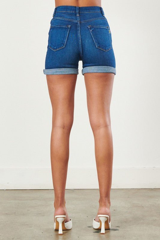 Vibrant Denim Shorts- Anicoletta's Boutique | Fashion Forward Luxury Women's Clothing