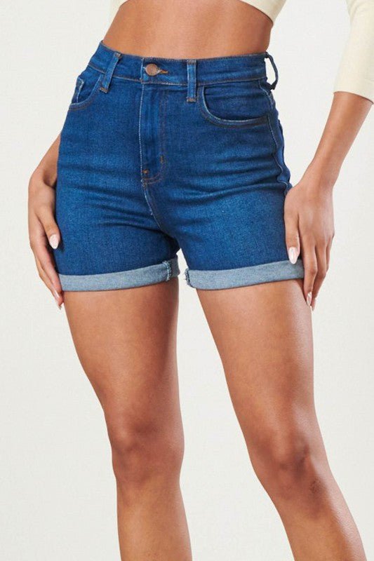 Vibrant Denim Shorts- Anicoletta's Boutique | Fashion Forward Luxury Women's Clothing