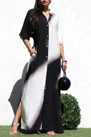 The B&W Button Down Shirt Dress- Anicoletta's Boutique | Fashion Forward Luxury Women's Clothing