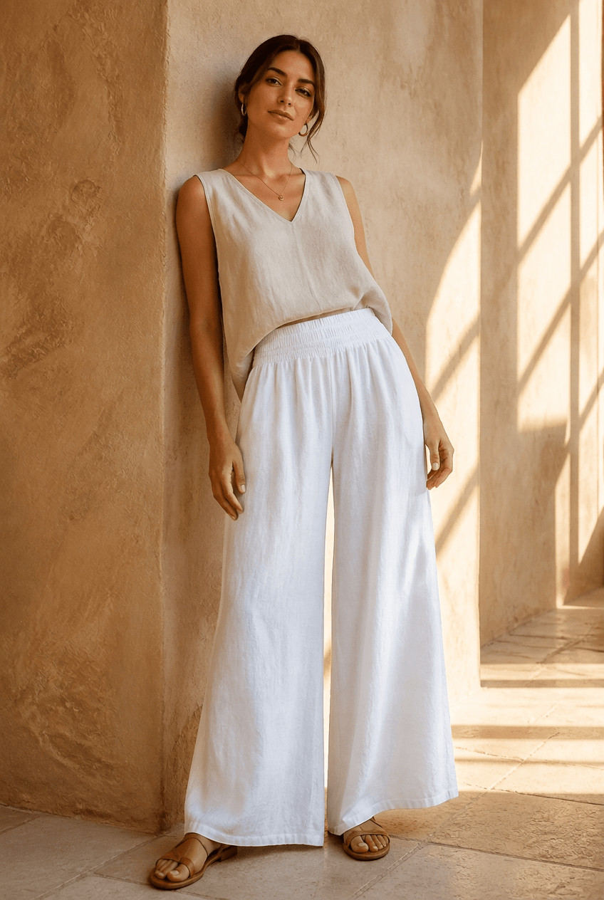 The Italian Linen Palazzo Pants- Anicoletta's Boutique | Fashion Forward Luxury Women's Clothing