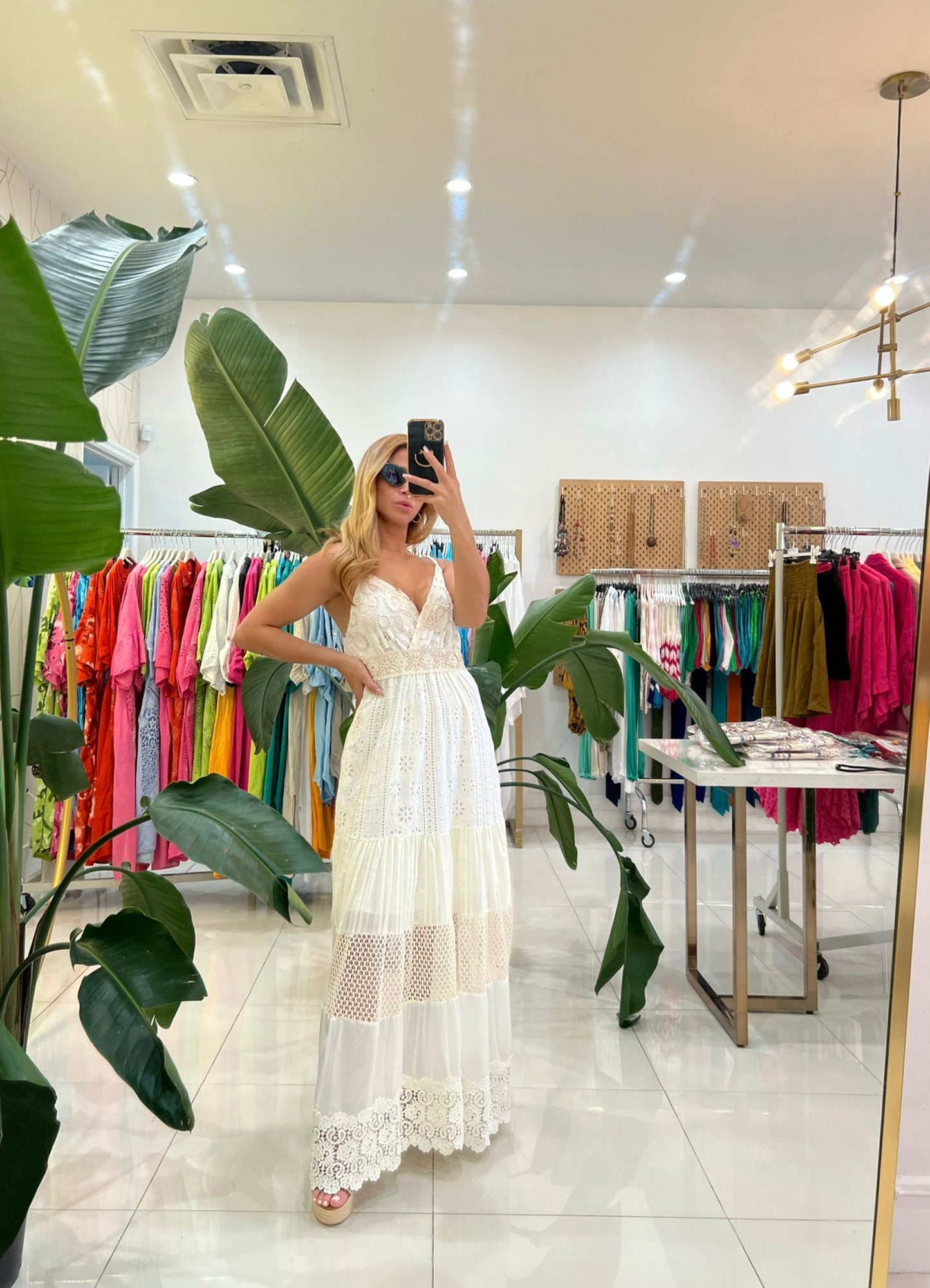 The Floral Beaded Embellished Eyelet Italian Dress- Anicoletta's Boutique | Fashion Forward Luxury Women's Clothing