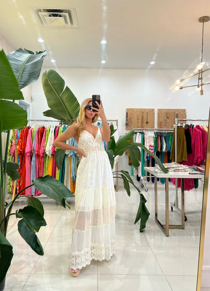 The Floral Beaded Embellished Eyelet Italian Dress- Anicoletta's Boutique | Fashion Forward Luxury Women's Clothing