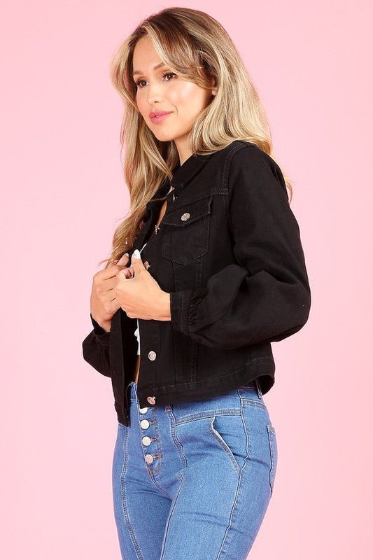 Anicoletta's Black Denim Jacket- Anicoletta's Boutique | Fashion Forward Luxury Women's Clothing