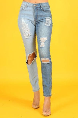 Anicoletta's Two-Tone Denim High Waisted Jeans- Anicoletta's Boutique | Fashion Forward Luxury Women's Clothing