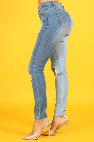 Anicoletta's Two-Tone Denim High Waisted Jeans- Anicoletta's Boutique | Fashion Forward Luxury Women's Clothing