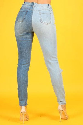 Anicoletta's Two-Tone Denim High Waisted Jeans- Anicoletta's Boutique | Fashion Forward Luxury Women's Clothing