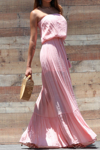 Tube Maxi Dress with Tassel Belt Detail- Anicoletta's Boutique | Fashion Forward Luxury Women's Clothing