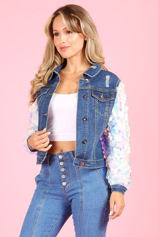 Distressed Denim Jacket- Anicoletta's Boutique | Fashion Forward Luxury Women's Clothing