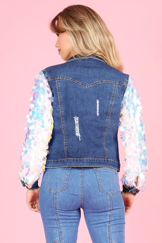 Distressed Denim Jacket- Anicoletta's Boutique | Fashion Forward Luxury Women's Clothing