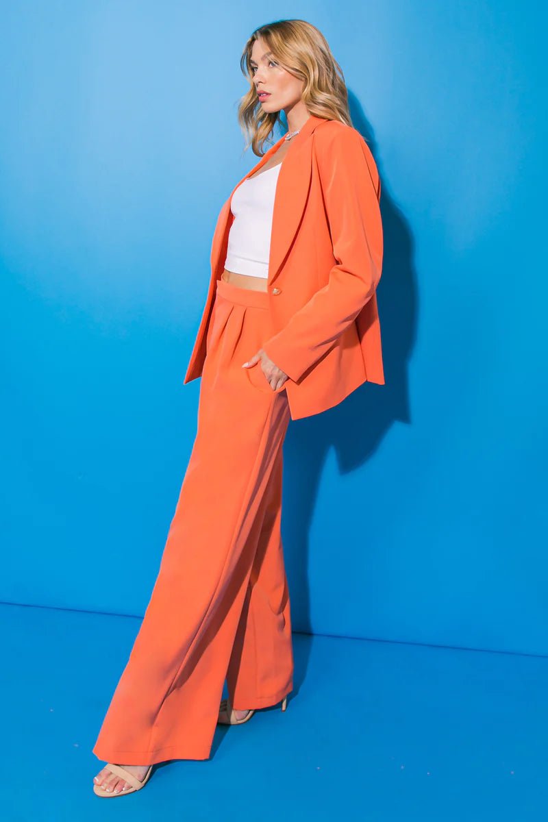 The Good Vibes Orange Palazzo Pants- Anicoletta's Boutique | Fashion Forward Luxury Women's Clothing