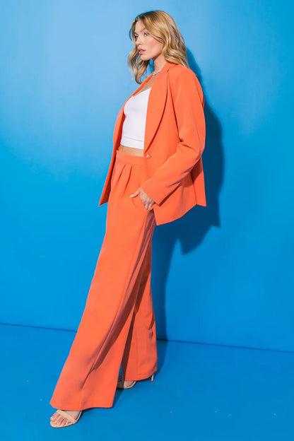 The Good Vibes Orange Palazzo Pants- Anicoletta's Boutique | Fashion Forward Luxury Women's Clothing