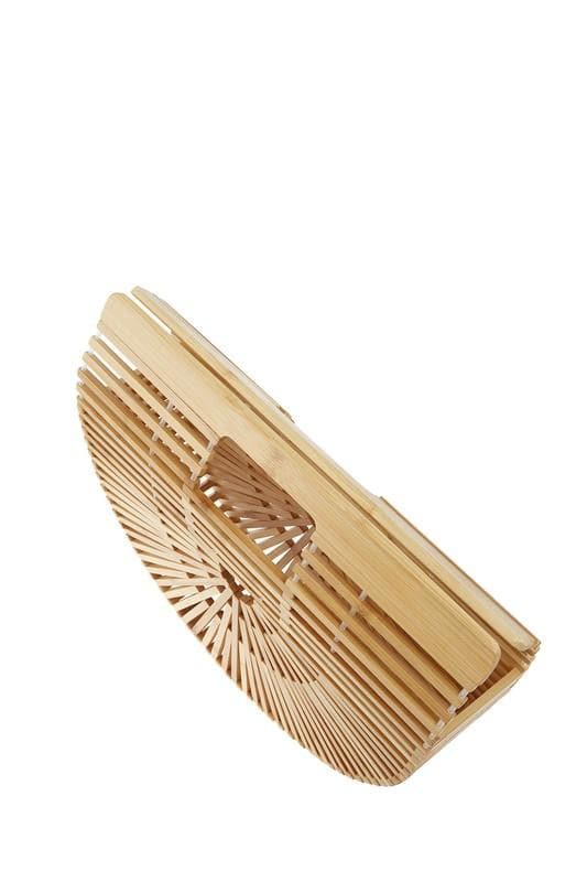 Natural Bamboo Ark Hand Half Moon Clutch- Anicoletta's Boutique | Fashion Forward Luxury Women's Clothing