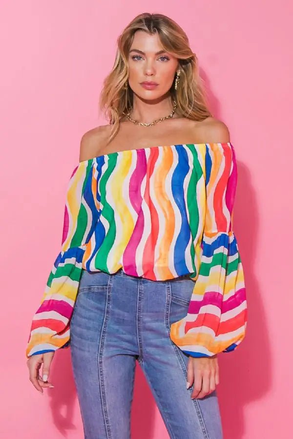The Dancing Stripes Blouse- Anicoletta's Boutique | Fashion Forward Luxury Women's Clothing