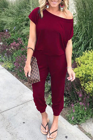 Off Shoulder Pocket Jumpsuit- Anicoletta's Boutique | Fashion Forward Luxury Women's Clothing