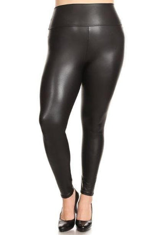 Plus Size - Faux Leather Leggins- Anicoletta's Boutique | Fashion Forward Luxury Women's Clothing